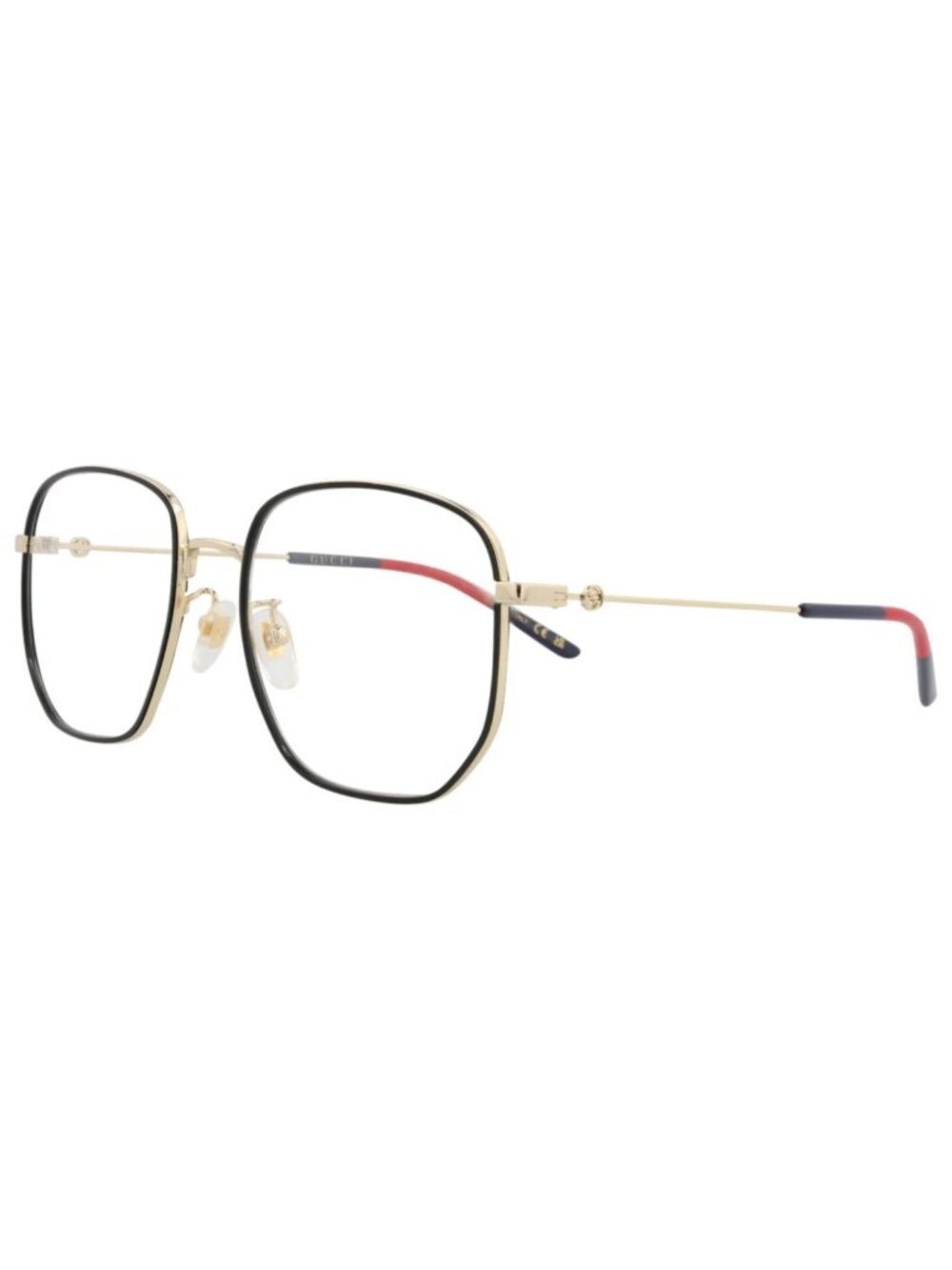 New Gucci Women's Eyeglasses Square Rectangle Gold Gold Transparent